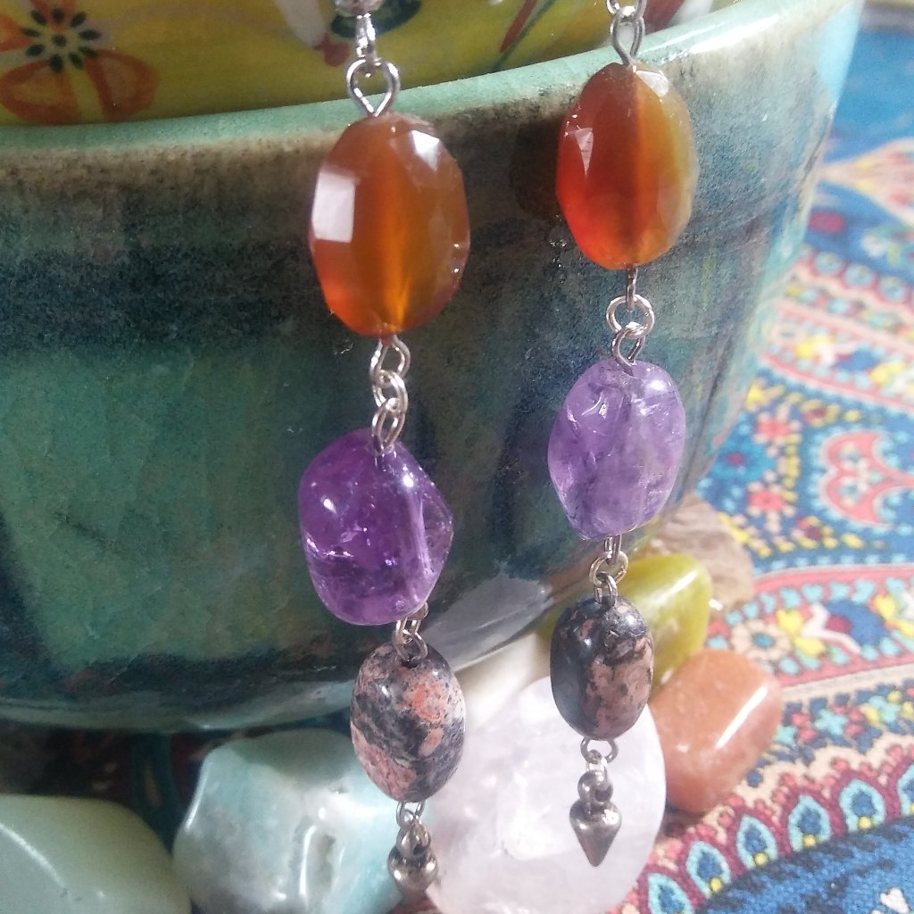 Real 3 Tier Gemstone Dangles